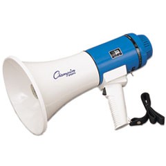 Megaphone, 12 W to 25 W, 1,000 yds Range, White/Blue