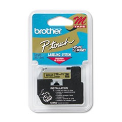 Brother 12mm (1/2") Black on Gold Non-Laminated Tape (8m/26.2') (1/Pkg)