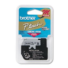 Brother 12mm (1/2") Black on Silver Non-Laminated Tape (8m/26.2') (1/Pkg)