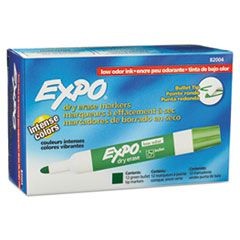 Low Odor Dry Erase Marker, Bullet Tip, Green, Dozen