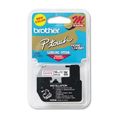 Brother 12mm (1/2") Red on White Non-Laminated Tape (8m/26.2') (1/Pkg)