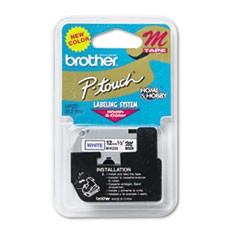 Brother 12mm (1/2") Blue on White Non-Laminated Tape (8m/26.2') (1/Pkg)