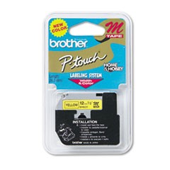 Brother 12mm (1/2") Black on Yellow Non-Laminated Tape (8m/26.2') (1/Pkg)