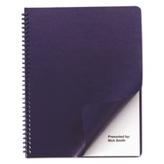 Leather Look Presentation Covers for Binding Systems, 11.25 x 8.75, Navy, 100 Sets/Box