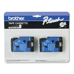 Brother 12mm (1/2") Black on Clear Laminated Tape (7.7m/25') (2/Pkg)