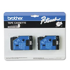 Brother 12mm (1/2") Black on White Laminated Tape (7.7m/25') (2/Pkg)