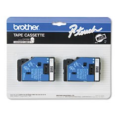 Brother 9mm (3/8") White on Black Laminated Tape (7.7m/25') (2/Pkg)