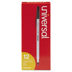 Ballpoint Pen, Stick, Fine 0.7 mm, Black Ink, Gray Barrel, Dozen