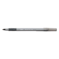 Round Stic Grip Xtra Comfort Ballpoint Pen, Stick, Fine 0.8 mm, Black Ink, Gray/Black Barrel, Dozen