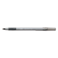 Round Stic Grip Xtra Comfort Ballpoint Pen, Easy-Glide, Stick, Medium 1.2 mm, Black Ink, Gray/Black Barrel, Dozen