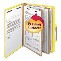 Colored Top Tab Classification Folders, 2 Dividers, Letter Size, Yellow, 10/Box