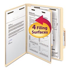 Manila Four- and Six-Section Top Tab Classification Folders, 1 Divider, Letter Size, Manila, 10/Box