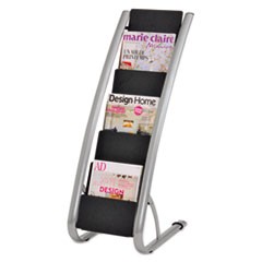 Literature Floor Rack, Six Pocket, 13 1/3 x 19 2/3 x 36 2/3, Silver Gray/Black