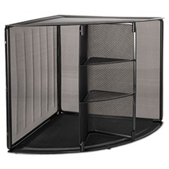 Mesh Corner Desktop Shelf, Five Sections, 20 x 14 x 13, Black