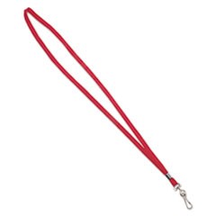 Deluxe Lanyards, Metal J-Hook Fastener, 36" Long, Red, 24/Box