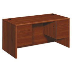 10700 Series Double Pedestal Desk with Three-Quarter Height Pedestals, 60" x 30" x 29.5", Cognac