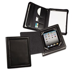 iPad Zipper Padfolio With Smart Magnetic Flap, Vinyl, Black