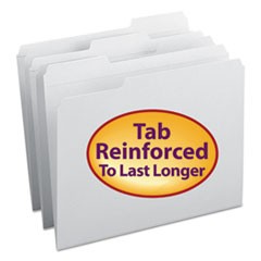 Reinforced Top Tab Colored File Folders, 1/3-Cut Tabs, Letter Size, White, 100/Box