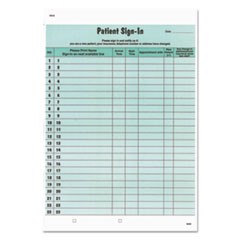 Patient Sign-In Label Forms, 8 1/2 x 11 5/8, 125 Sheets/Pack, Green