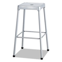 Bar-Height Steel Stool, Backless, Supports Up to 250 lb, 29" Seat Height, Silver