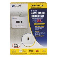 Name Badge Kits, Top Load, 3 1/2 x 2 1/4, Clear, 50/Box