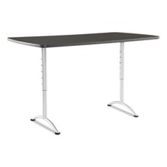 ARC Adjustable-Height Table, Rectangular, 36" x 72" x 30" to 42", Graphite Top, Silver Base