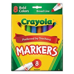 Non-Washable Marker, Broad Bullet Tip, Assorted Bold Colors, 8/Pack