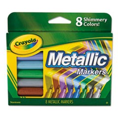 Metallic Markers, Medium Bullet Tip, Assorted Colors, 8/Set