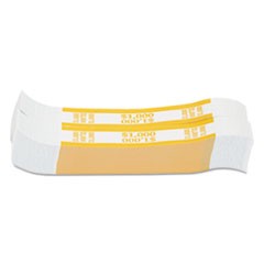 Currency Straps, Yellow, $1,000 in $10 Bills, 1000 Bands/Pack