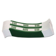 Currency Straps, Green, $200 in Dollar Bills, 1000 Bands/Pack