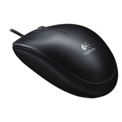 B100 Optical USB Mouse, USB 2.0, Left/Right Hand Use, Black