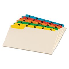 Manila Index Card Guides with Laminated Tabs, 1/5-Cut Top Tab, A to Z, 5 x 8, Manila, 25/Set