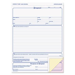 Contractor Proposal Form, 3-Part Carbonless, 8 1/2 x 11 7/16, 50 Forms