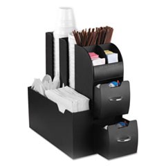 Coffee Condiment Caddy Organizer, 5 2/5 x 11 x 12 3/5, Black