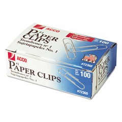 Paper Clips, Medium (No. 1), Silver, 100/Box, 10 Boxes/Pack