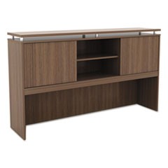 Alera Sedina Series Hutch with Sliding Doors, 66w x 15d x 42 1/2h, Modern Walnut