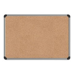 Cork Board with Aluminum Frame, 24 x 18, Natural, Silver Frame