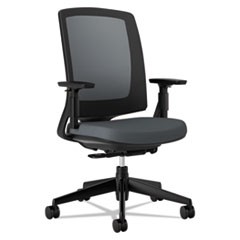 Lota Series Mesh Mid-Back Work Chair, Supports Up to 250 lb, 17.13" to 21.13" Seat Height, Charcoal Seat/Back, Black Base