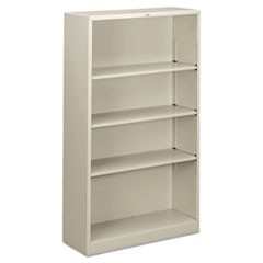 Metal Bookcase, Four-Shelf, 34.5w x 12.63d x 59h, Light Gray