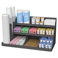 Extra Large Coffee Condiment and Accessory Organizer,24 x 11 4/5 x 12 1/2, Black