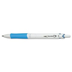 Acroball PureWhite Advanced Ink Hybrid Gel Pen, Retractable, Fine 0.7 mm, Black Ink, White/Blue Barrel