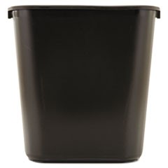 Deskside Plastic Wastebasket, Rectangular, 7 gal, Black