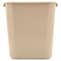 Deskside Plastic Wastebasket, Rectangular, 7 gal, Beige