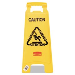 Multilingual "Caution" Floor Sign,  11 x 12 x 25, Bright Yellow