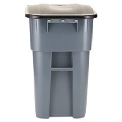 Brute Rollout Container, Square, Plastic, 50 gal, Gray