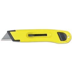 Plastic Light-Duty Utility Knife w/Retractable Blade, Yellow