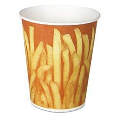 Paper French Fry Cups, 16 oz,Yellow/Brown Fry Design, 50/Bag, 20 Bag/Carton