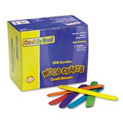 Colored Wood Craft Sticks, Jumbo, 6