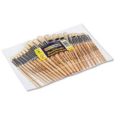 Preschool Brush Set, Sizes 1-12, Natural Bristle, Flat; Round, 24/Set