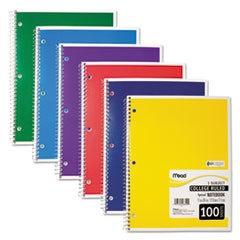 Spiral Notebook, 1 Subject, Medium/College Rule, Assorted Color Covers, 11 x 8, 100 Sheets
